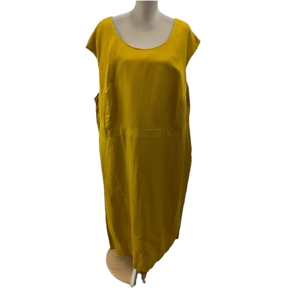 Jessica London Plus Size Linen Blend Lined Sheath Dress Size 30 Khaki Sleeveless - Picture 2 of 8